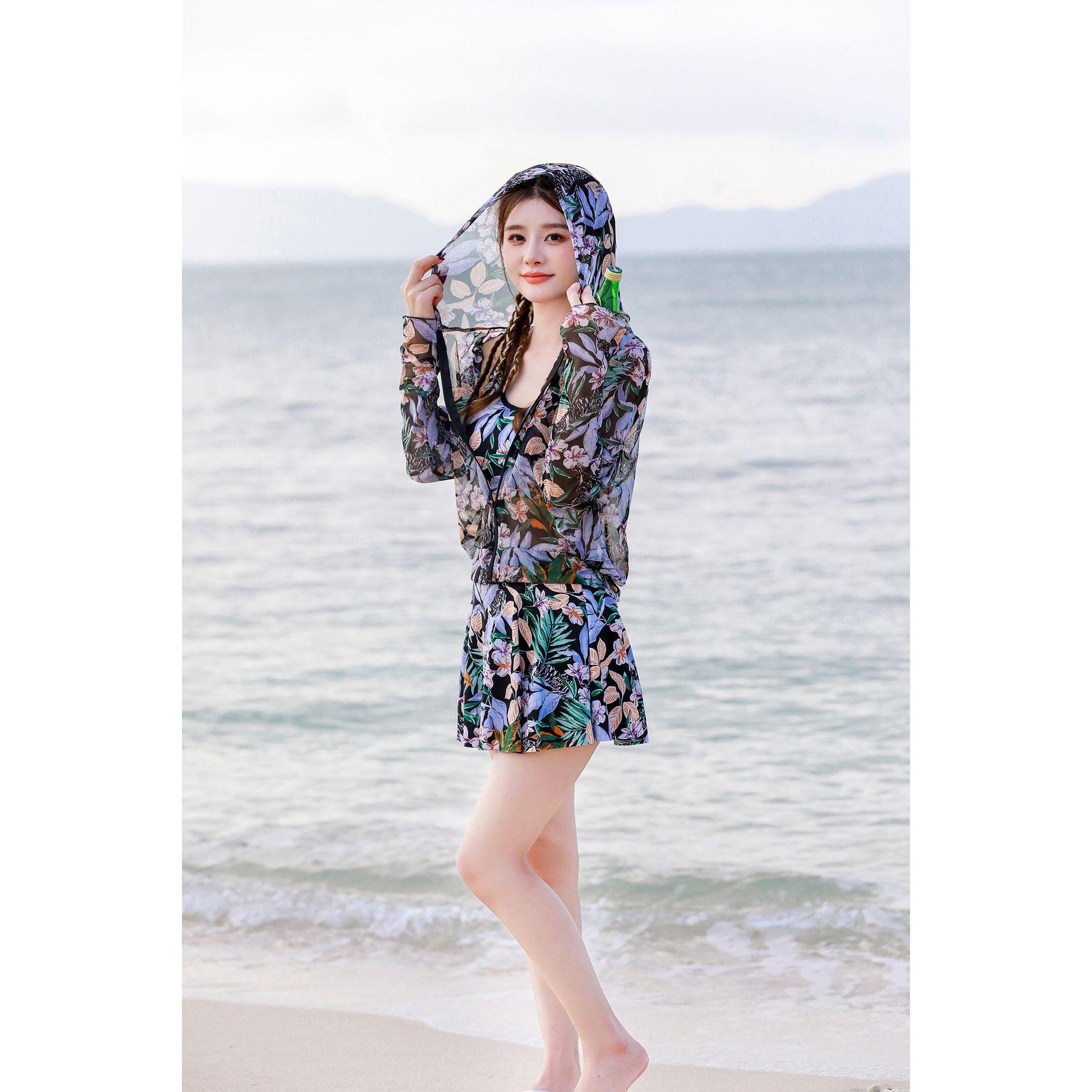 50대 수영복 중년여성 바캉스 온천 루즈핏 오버핏 할머니래쉬가드 색 스노클링 - 상품 이미지