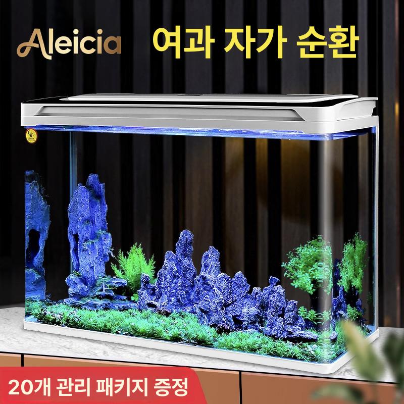 자동청소 미니어항 수족관 아크릴 물고기 물갈이 열대어 여과기 원형 인테리어 수초 - 상세 이미지 2