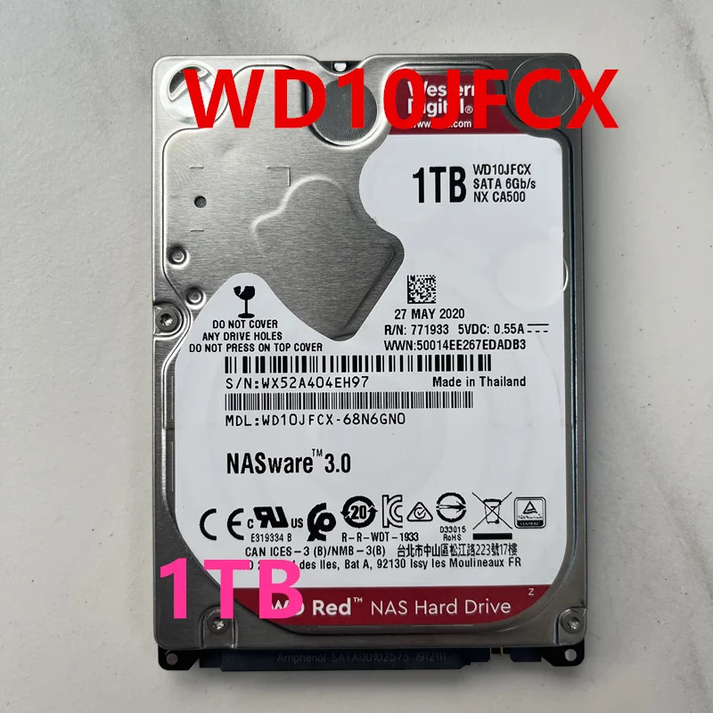 WD NASWare3.0 오리지널 하드 WD10JFCX 노트북 HDD 1TB SATA 2.5 인치 5400RPM 64MB