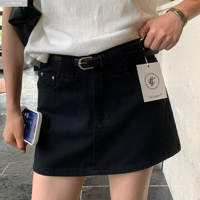 러스트 A라인 코튼 데님 미니 스커트 3col M,L 봄 여름 하이웨스트 포켓 제이플로우 이미지 8