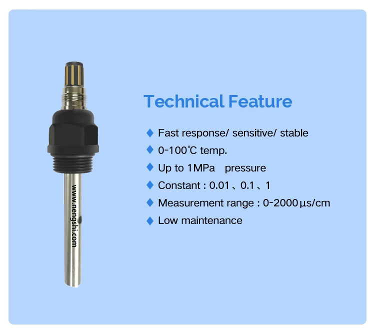 스테인레스 스틸 전도성 EC 센서 316 ISO9001 0-200000us/cm 고온 전극 프로브