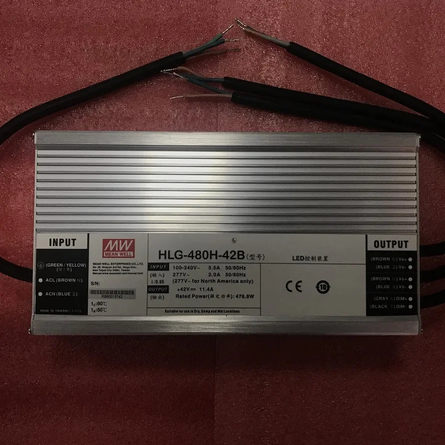 대만 Mingwei 방수 전원공급장치 HLG-480H-42B 480W 42V 11.4A 공배급 신