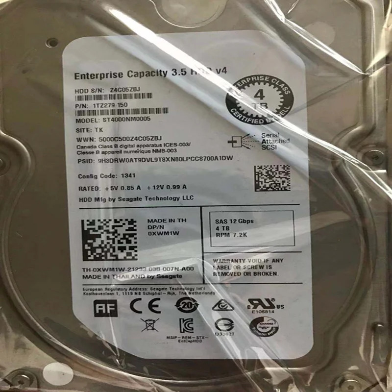 엔터프라이즈 HDD 델 4TB 3.5 인치 SAS 12 Gb/s 128MB 7.2K 0XWM1W XWM1W ST4000NM0005 신