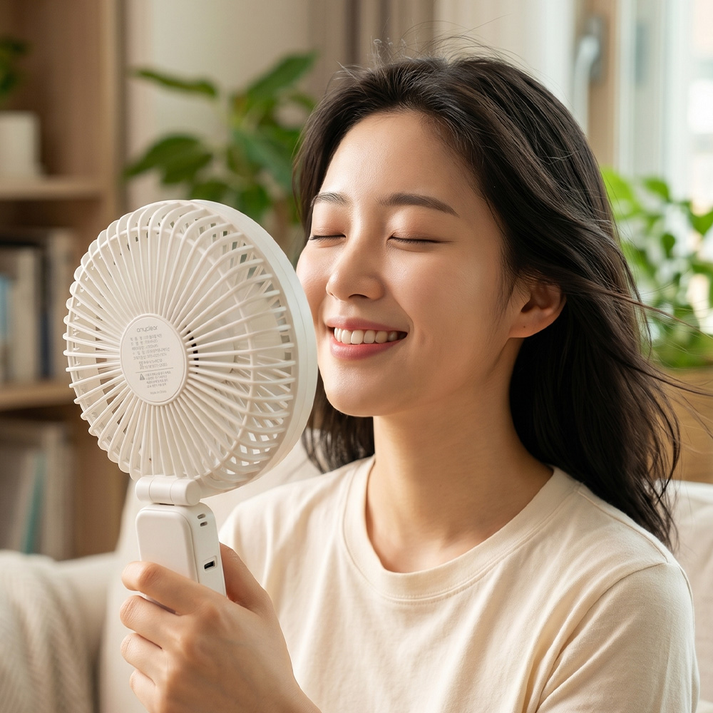 1+1 애니클리어 폴더블 휴대용선풍기 빅팬 LED 무선 손풍기 FH20 상품 이미지