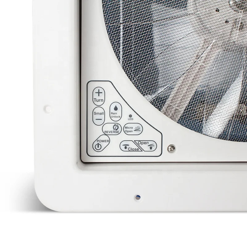 HEYRV ABS 자외선 차단 캐러밴 캠핑 RV 벤트 전기 제어 리모컨 레센서 12V 6 속도조절 14인치 CE 420mm