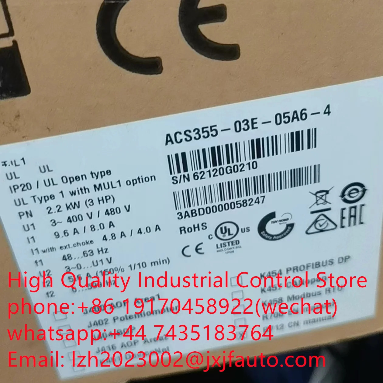 ACS355 시리즈 VCS355-03E-05A6-4 납품 3ABD0000058247