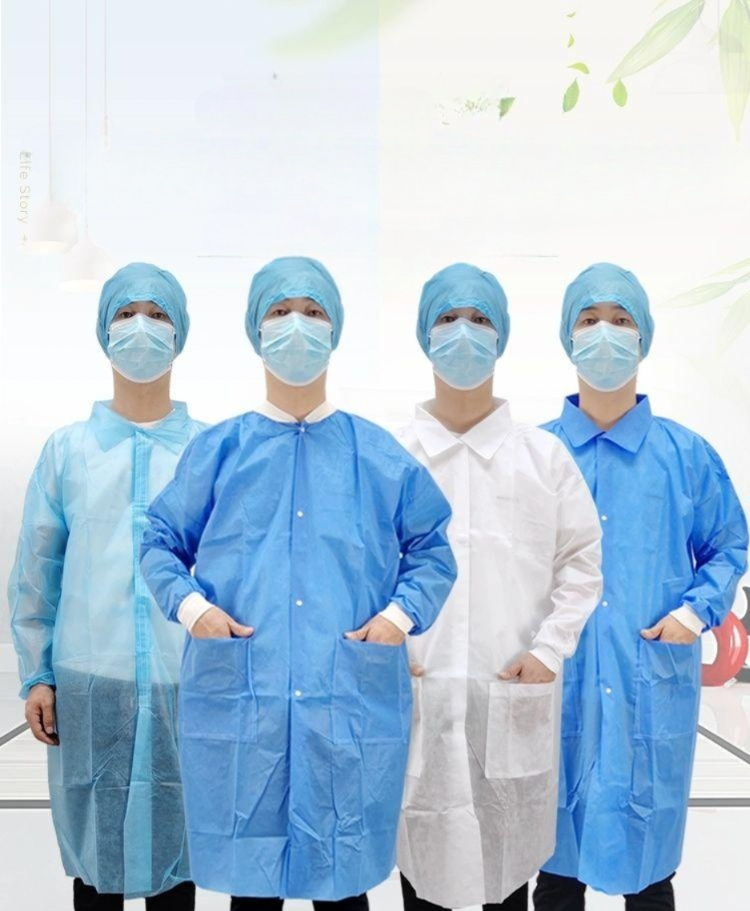 실험실 작업복 일회용부직포가운 벨크로 연구실 방문자가운 방역복 공장위생복 음식 - 상세 이미지 2