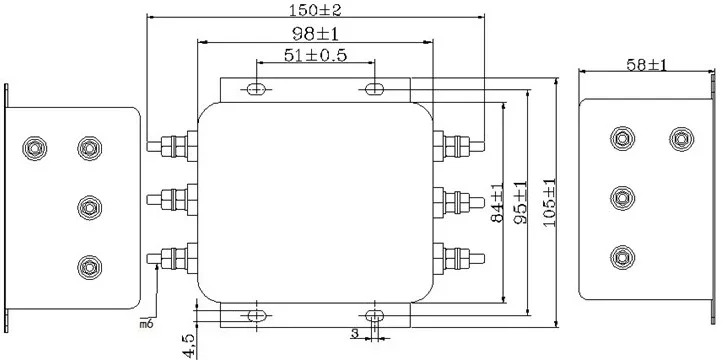 3상 3/4선 380V AC 전원공급장치 EMI 필터 서보 인버터 방지 CW12B-60A-S