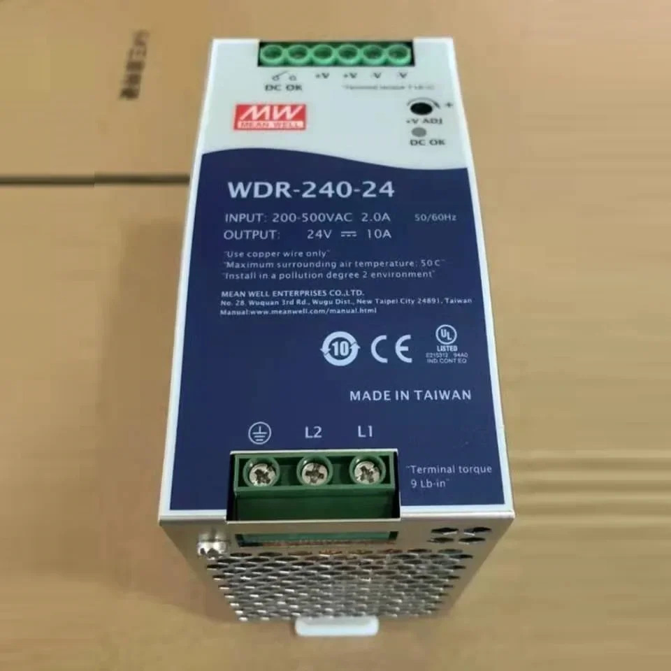 대만 Mingwei 380V 입력 레일 전원공급장치 WDR-240-24 240W 24V 10A 공배전