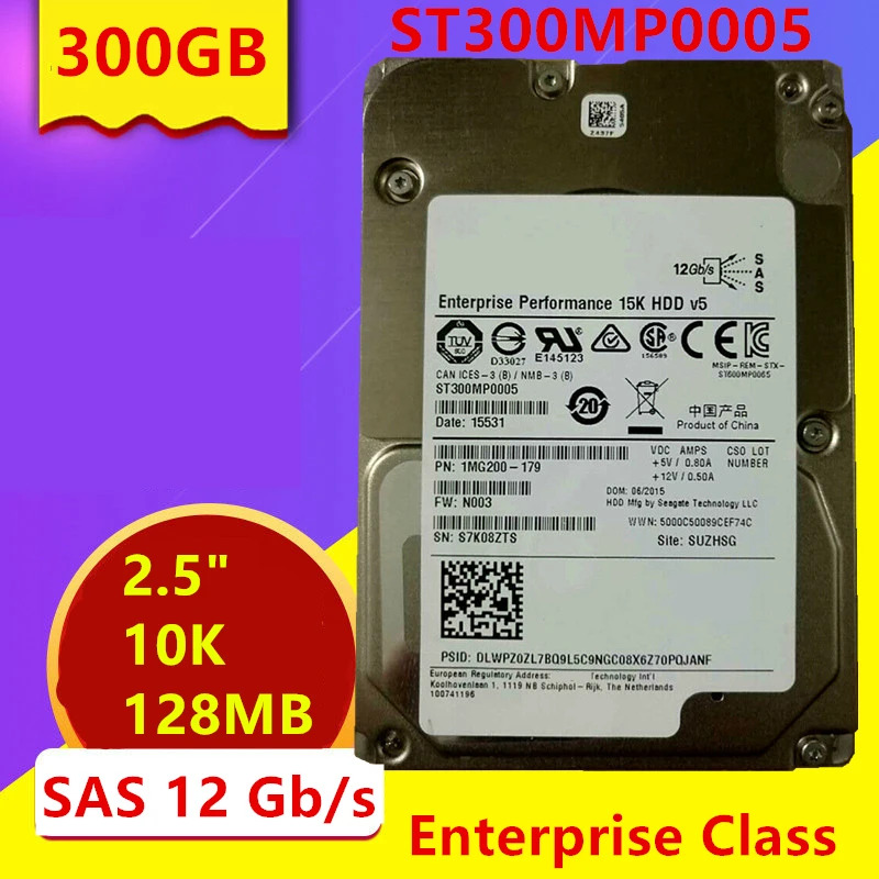 씨게이트오리지널 HDD 내부 엔터프라이즈 ST300MP0005 300GB 2.5 인치 15K SAS 12 Gb/s 128MB 신