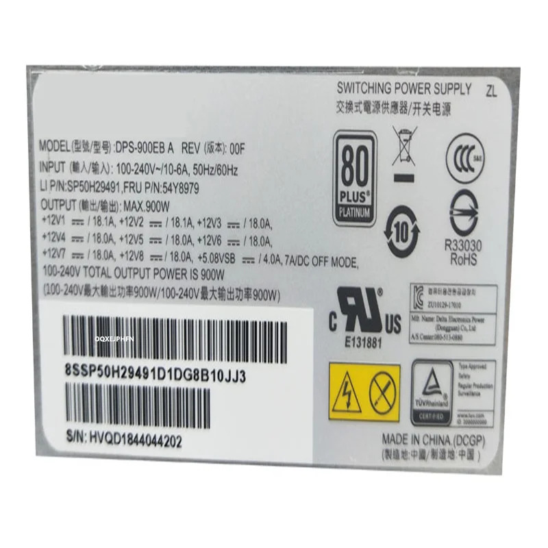 Lenovo호환 워크스테이션 P720 P520 900W 전원공급장치 DPS-900EB A 54Y8979새 원본 PSU