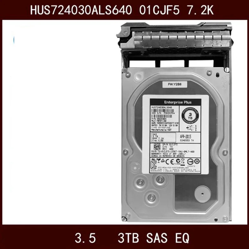 DELL 3TB SAS오리지널 하드 3.5 인치 7200RPM 서버 HDD HUS724030ALS640 01CJF5 1CJF5