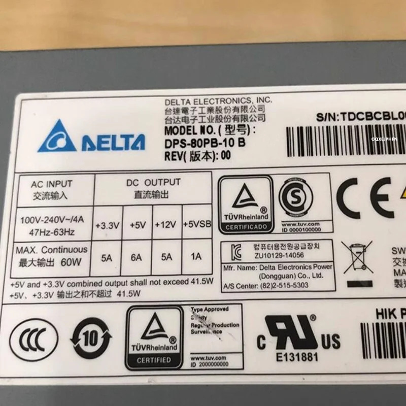 DELTA 60W DPS-80PB-10B DPS-80PB-10 B거새 전원공급장치
