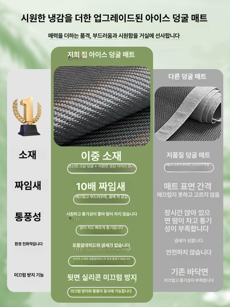 여름 아이스 실크 소파 쿠션 커버 방석 고정 방지 스라탄 쿨링 매트 블루그레이 90x210cm - 상세 이미지 2