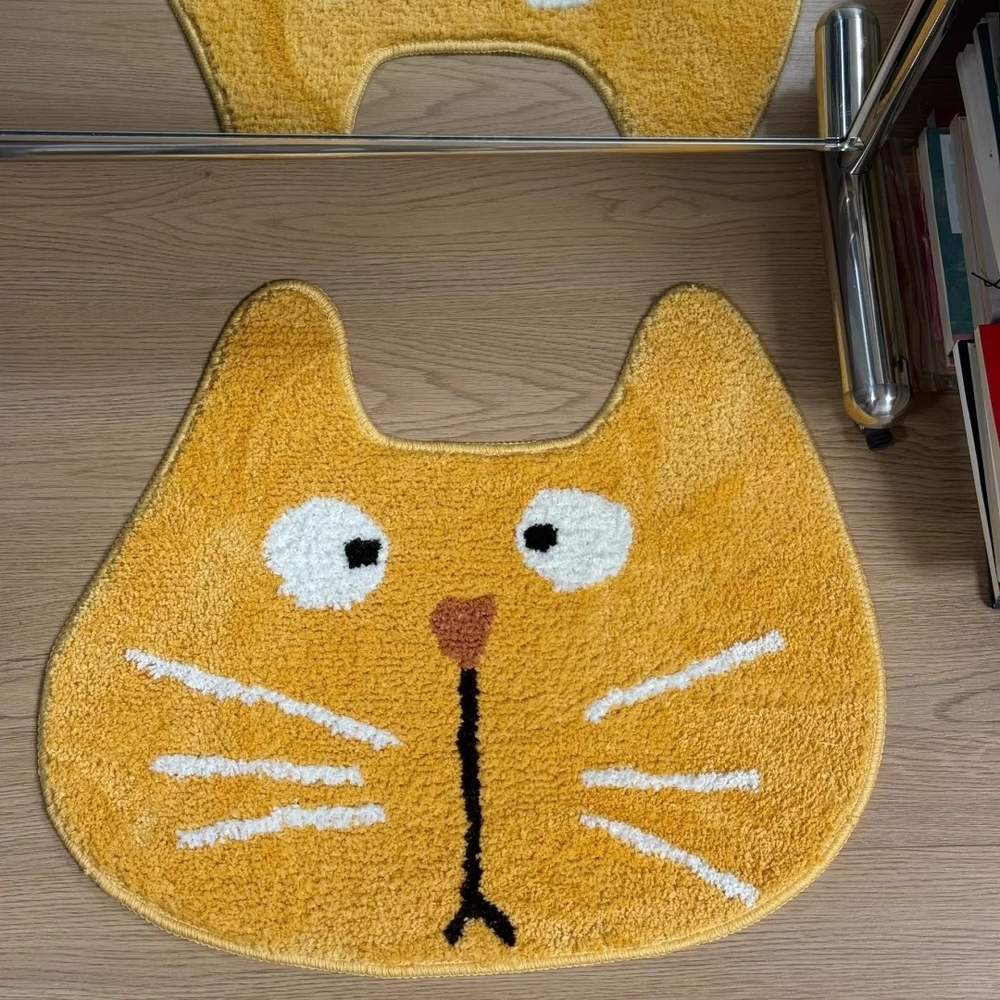 고양이 욕실 매트 흡수성 폭신한 침실 러그 노란색 바보 고양이 40x50cm - 상품 이미지