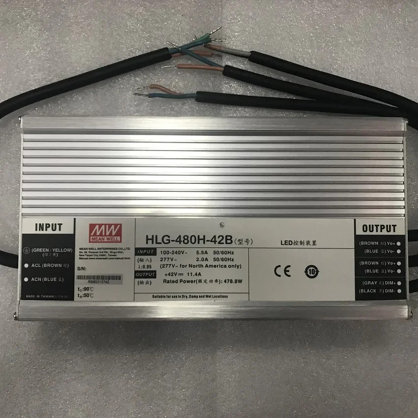 대만 Mingwei 방수 전원공급장치 HLG-480H-42B 480W 42V 11.4A 공배급 신