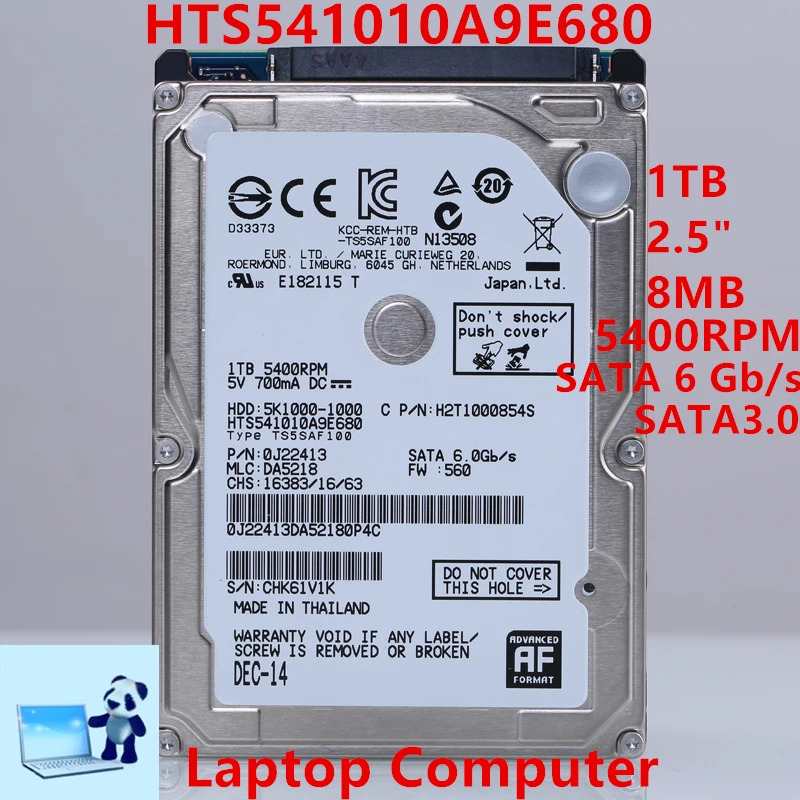 노트북 컴퓨터내부 하드 Hgst 1TB 2.5 SATA 6 Gb/s 8MB 5400RPM새 원본 HDD HTSHDD 541010 A9E680