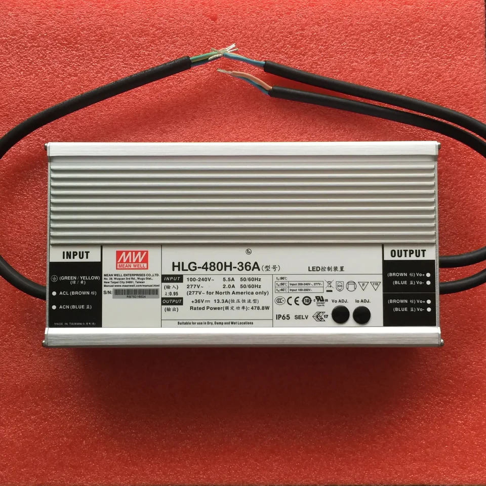 대만 Mingwei 방수 전원공급장치 HLG-480H-36A 출력 조정 18V 36V 범위 13.3A 480W