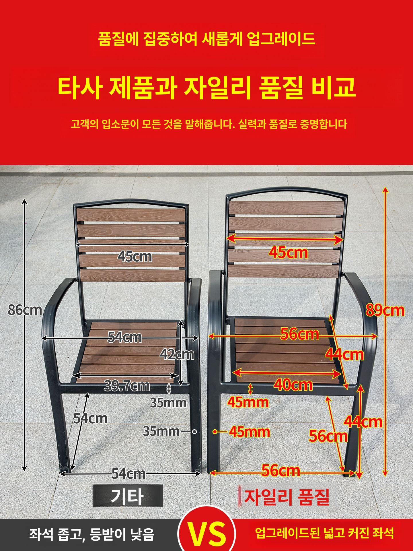 의자 야외테이블 간이 테라스 벤치 파라솔 사각테이블 탁자 행사용 접이식테이블 - 상세 이미지 4