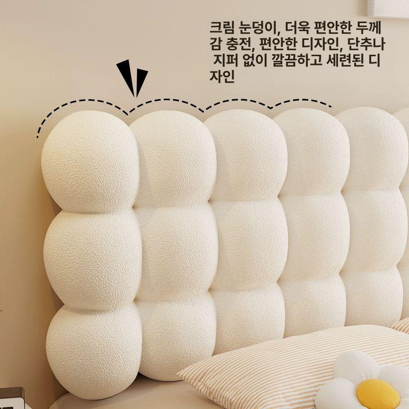 소프트 헤드쿠션 엠보싱 침대헤드 머리판 베드 보드 북유럽 벨벳 방지 누빔 - 상세 이미지 5