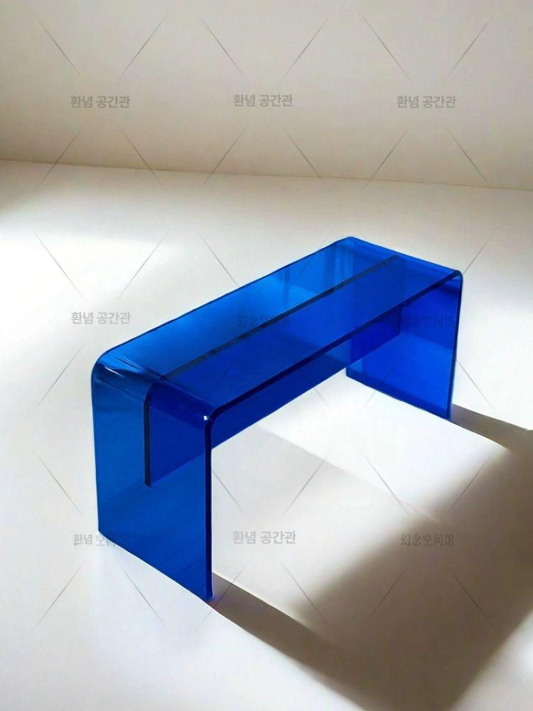모던 원목벤치의자 북유럽 투명아크릴 다리 등받이 대기실 식탁벤치 투명의자 매장용 - 상세 이미지 3