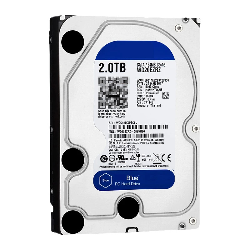데스크탑 하드 드라이브내장 오리지널 HDD WD 블루 2TB 3.5 인치 SATA 64MB 5400RPM WD20EZRZ WD20EZRX