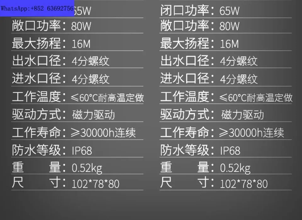 Zhongke Century DC 브러시리스 태양광 워터 펌프 고온 저항 하이 헤드 유량 55E 12V 24V