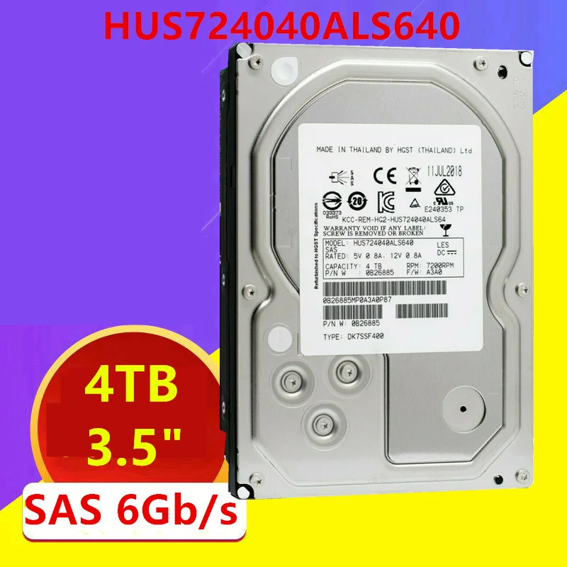 내부 하드 오리지널 HDD Hgst 4TB 3.5 인치 7.2K SAS 128MB 엔터프라이즈 드라이브 HUS724040ALS640 신