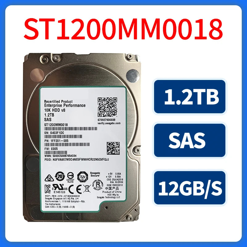 씨게이트 1.2TB SAS오리지널 HDD ST1200MM0018 내부 2.5 인치 12 Gb/s 128MB 10000RPM 신
