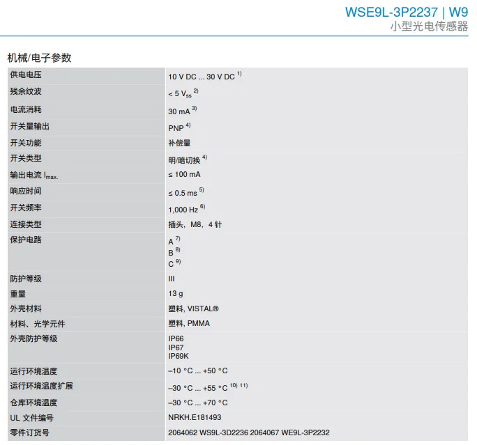 독일 SICK WSE9L-3P2237 광전센서 쌍 납품 1058182