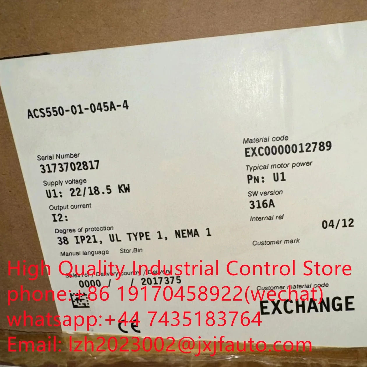 ACS550 시리즈 VCS550-01-05A4-4 납품 3AUA0000003387-D