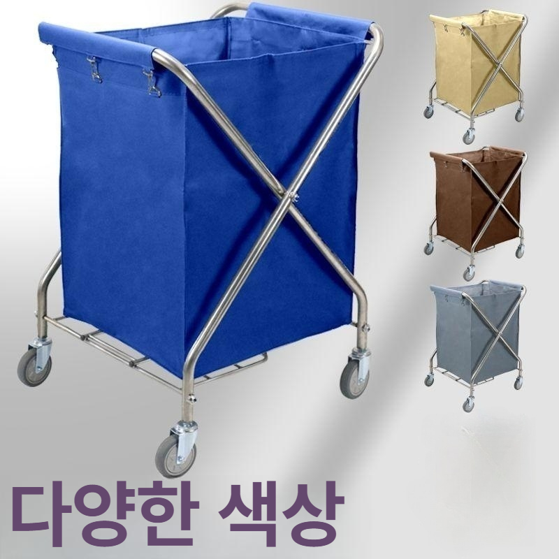 세탁물바구니 호텔업소용 이동식바퀴 대용량 린넨수거함 헬스장청소카트 4인치 - 상세 이미지 2