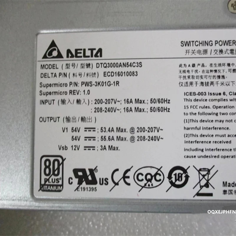 DELTA 리퍼 전원공급장치 3000W DTQ3000AN54C3S PWS-3K01G-1R