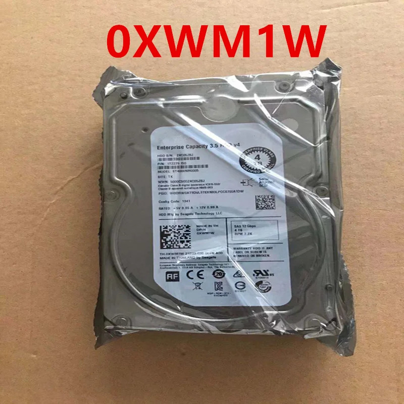 엔터프라이즈 HDD 델 4TB 3.5 인치 SAS 12 Gb/s 128MB 7.2K 0XWM1W XWM1W ST4000NM0005 신