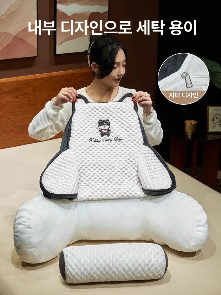 허리쿠션 등받이 침대 베개 의자 소파 목받침 독서용 허리지지 쿠션 - 상세 이미지 4