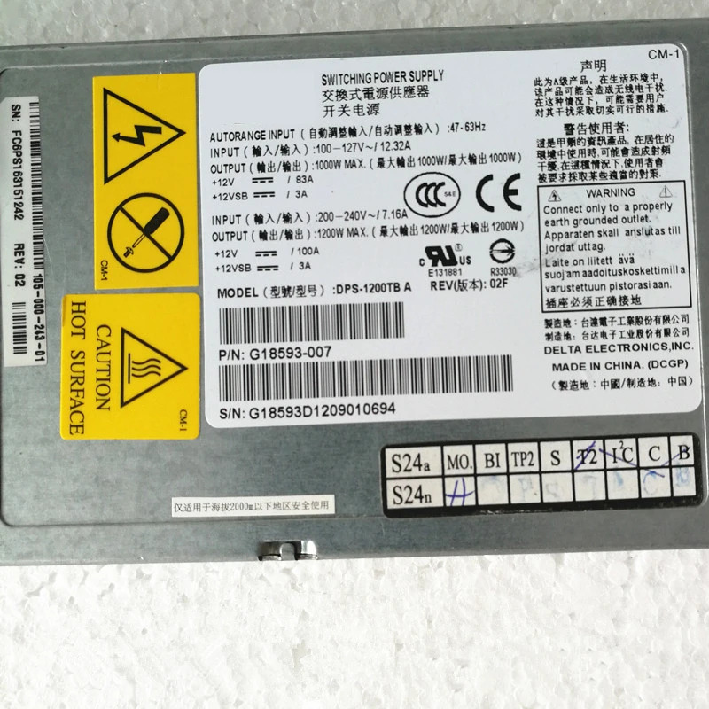 FXX1200PCRPS PSU 1200W 전원공급장치 DPS-1200TB A B C D G18593-007 신