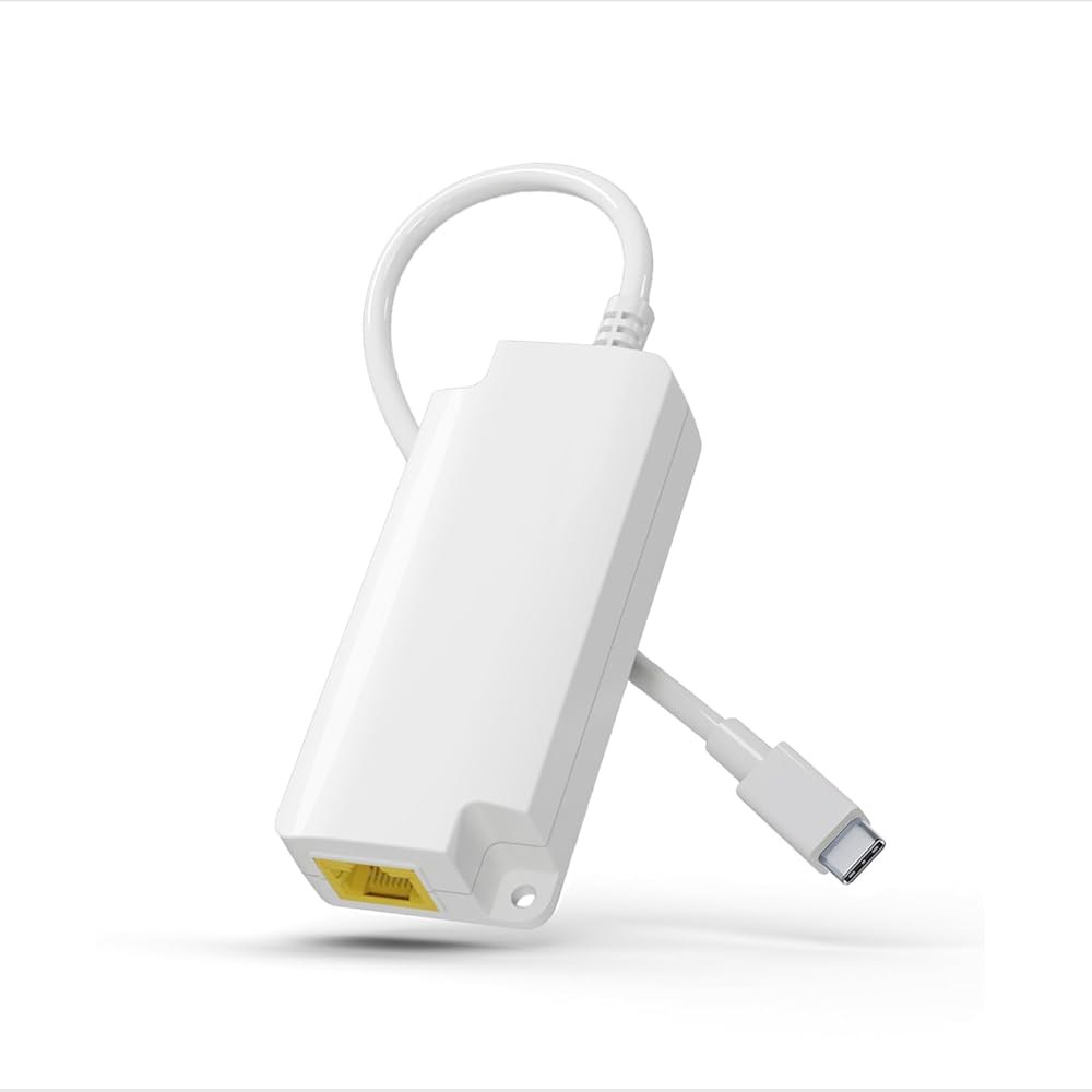 스마트폰 /태블릿용 기가비트 PoE-USB C 컨버터, 10W 충전, 전원 및 데이터 2-in-1 RJ45 포트-타입 어댑터, 10 /100 / 1000Mbps 고속 플러그 앤 - 상품 이미지
