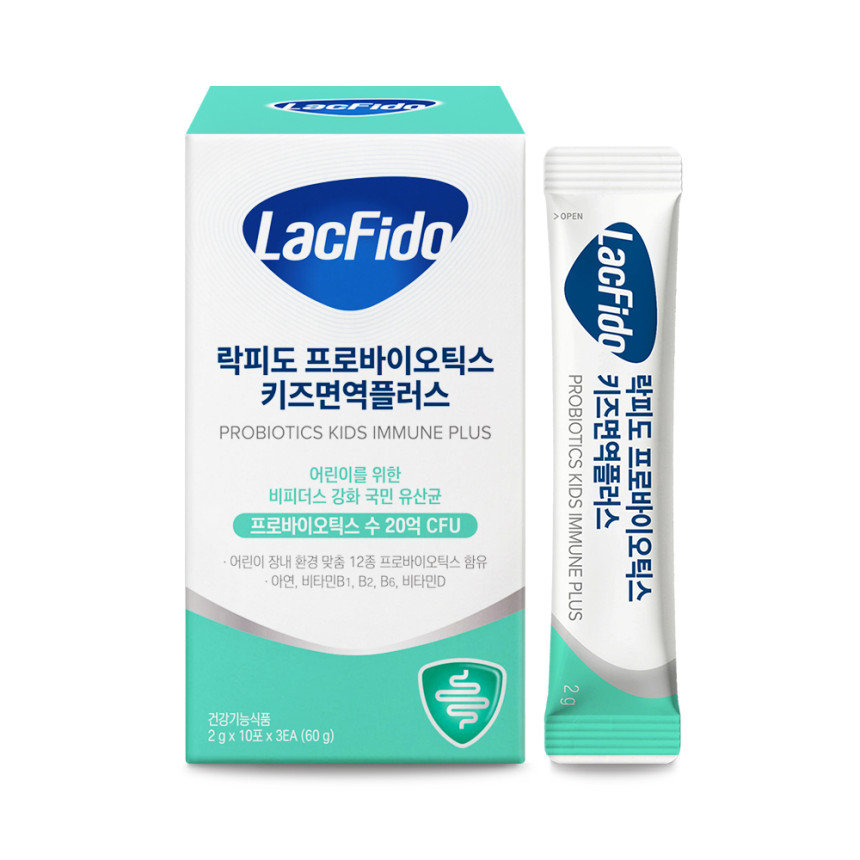 [네이버단독] 락피도 프로바이오틱스 키즈 면역플러스 유산균 아연 비타민d 30포, 3개
