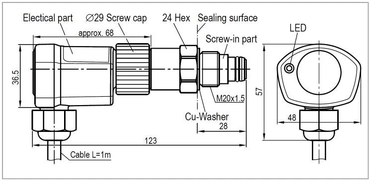 RW-OUT571 차동 오일 압력센서 Bitzer Part-No.34731711