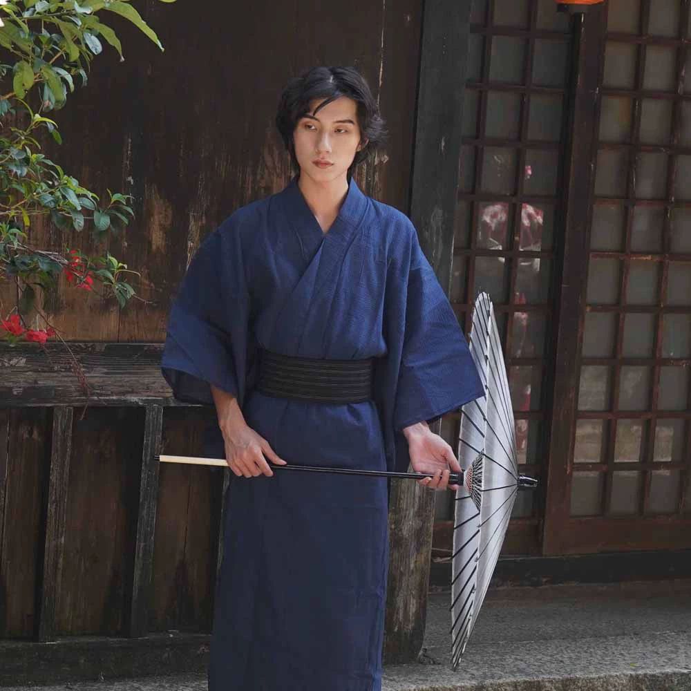 남성 유카타 일본 전통복 온천복 료칸 기모노 일본옷 여름 홈웨어 - 상세 이미지 3