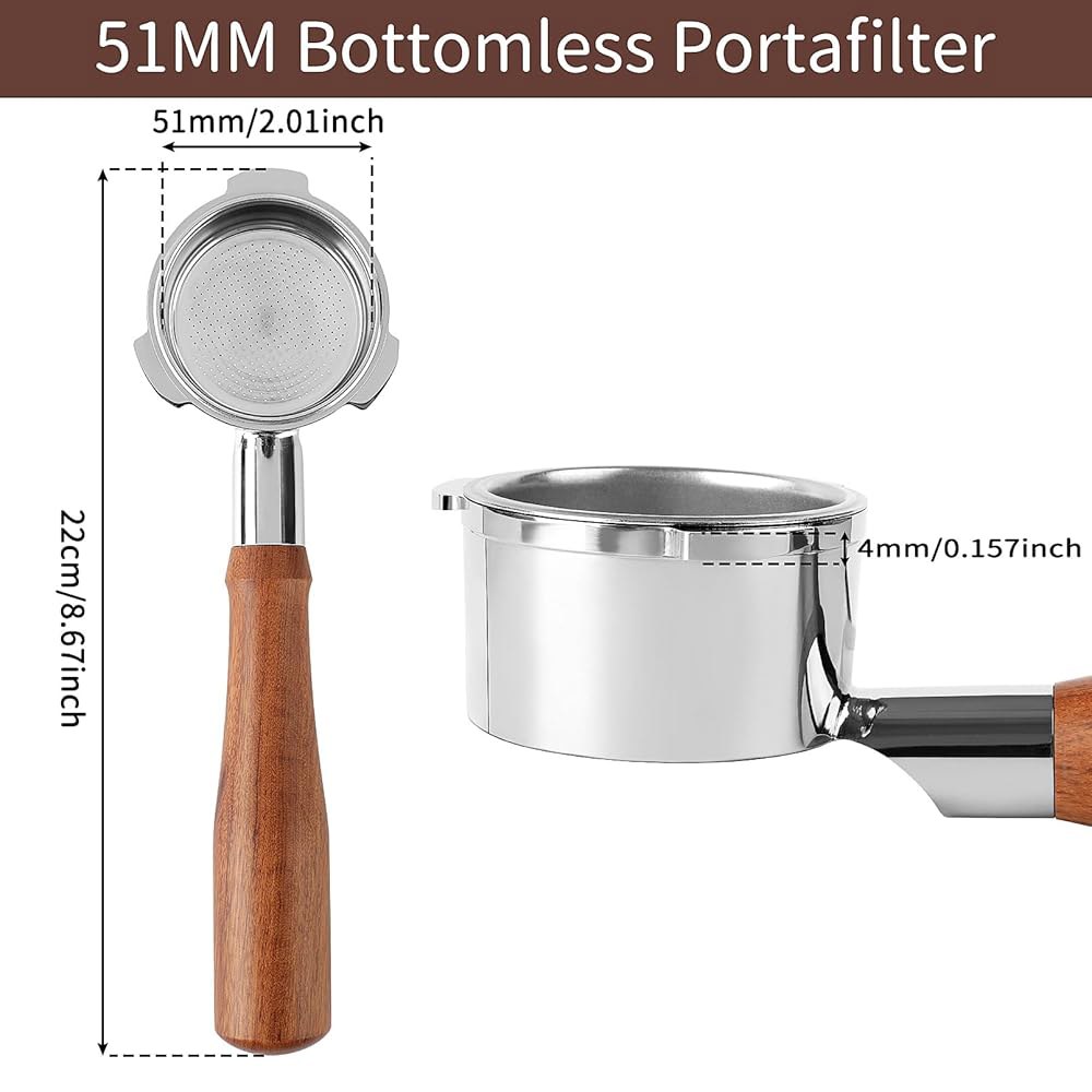 CM5418용 51mm 바텀리스 포터필터, 퍽 스크린이 장착된 3개의 이어 CASABREWS 에스프레소 머신 CM5418, 3700 Essential 및 5418Pro, 스테인리스 - 상세 이미지 2