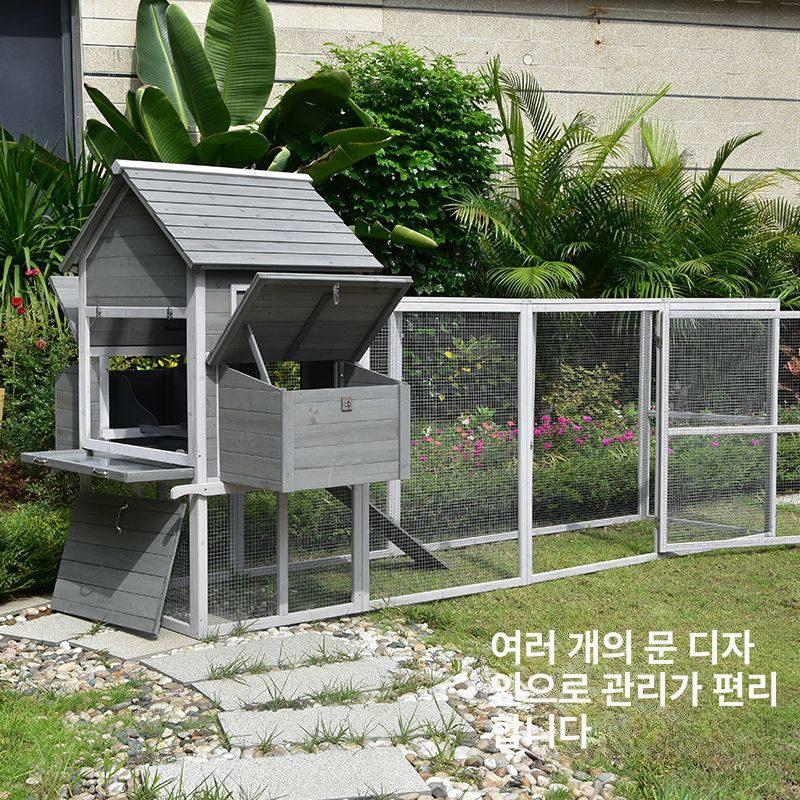 대형 조립식 닭장 야외 원목 양계장 철장 펫하우스 토끼집 울타리 케이지 - 상세 이미지 2