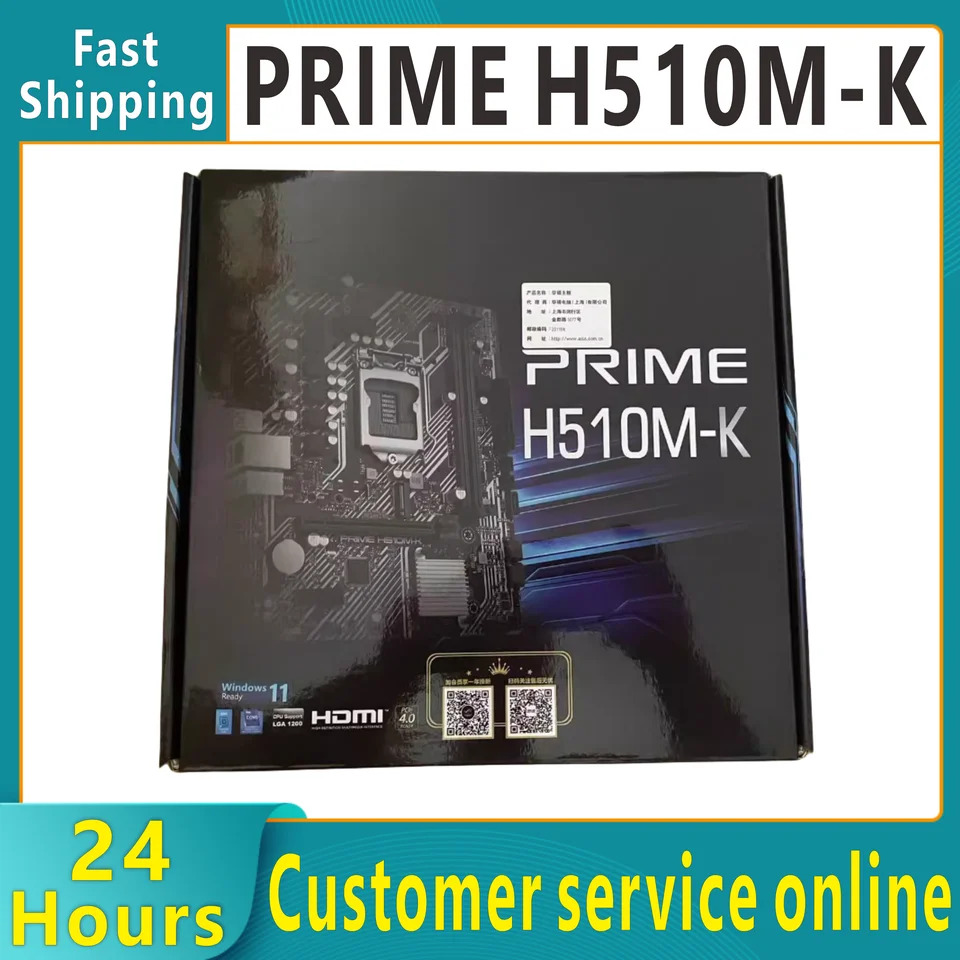 오리지널 프라임 H510M-K 데스크탑 보드 M.2 NVME PCI-E 3.0x16 LGA 1200 DDR4 64G 컴퓨터 신