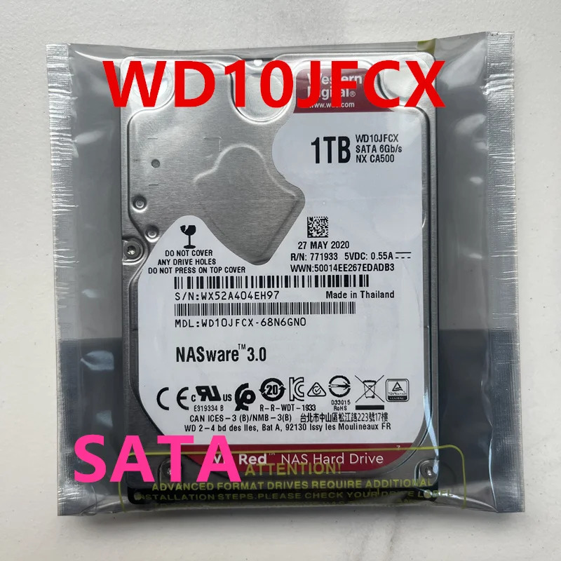 WD NASWare3.0 오리지널 하드 WD10JFCX 노트북 HDD 1TB SATA 2.5 인치 5400RPM 64MB