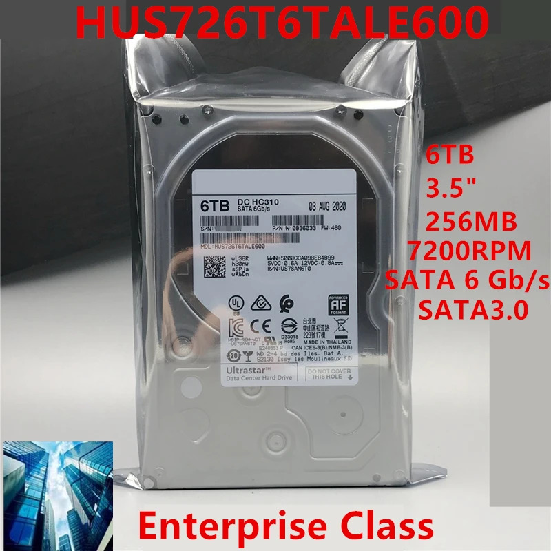 엔터프라이즈 내부 HDD오리지널 HDD WD 6TB 3.5 인치 SATA 6 Gb/s 256MB 7200RPM HUS726T6TALE600 신