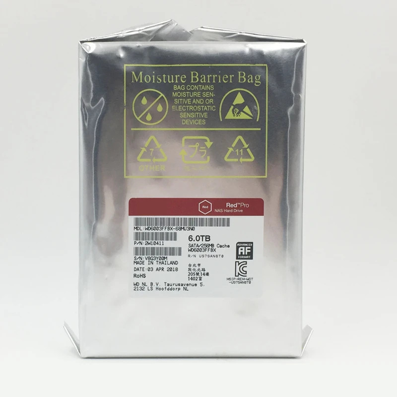 NAS 하드 드라이브내장 오리지널 HDD WD Red PRO 6TB 3.5 인치 SATA 6 Gb/s 256MB 7.2K WD6003FFBX
