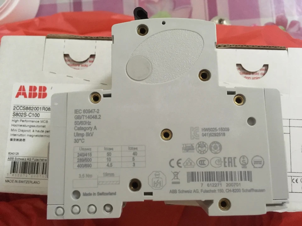 ABB 하이 브레이킹 회로차단기 S802S-B100 S802S-C100 신
