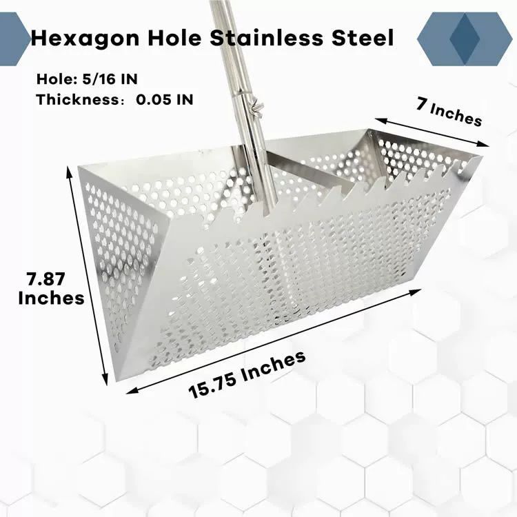 스테인리스 갈퀴 체 스쿱 밀대 거름망 손잡이 메쉬 도구 선별기 채망 구멍 다용도 - 상세 이미지 5