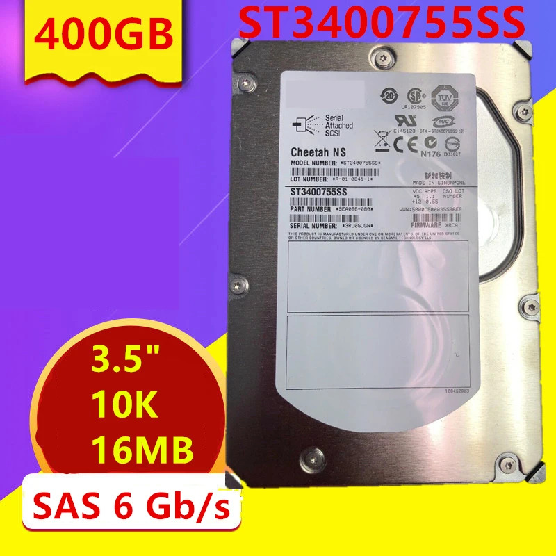 씨게이트오리지널 HDD 내부 엔터프라이즈 ST3400755SS 400GB 3.5 인치 10K SAS 6 Gb/s 16MB