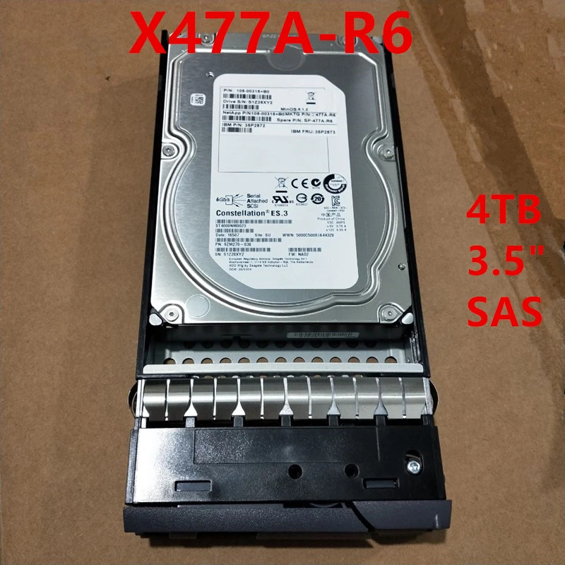 NetApp거오리지널 HDD 내부 엔터프라이즈 X477A-R6 X477A-R5 4TB 3.5 인치 SAS 128MB 7200RPM